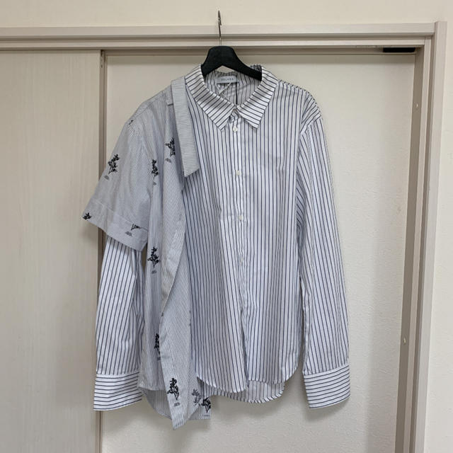 delada 19ss オフショルダーレイヤードシャツ