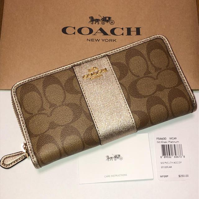 COACH コーチ 長財布 レディース 新品 正規品 ゴールド シグネチャーコーチレディース