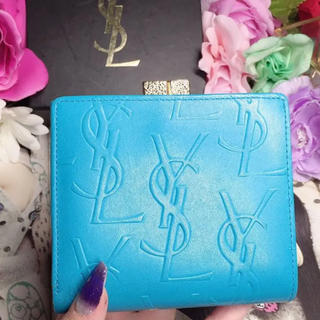 サンローラン 革 財布(レディース)（ブルー・ネイビー/青色系）の通販