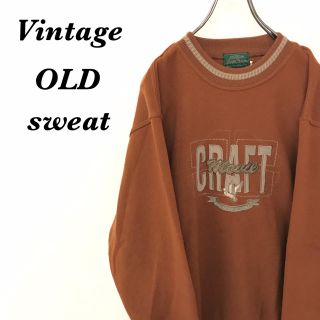 【OLDレトロ】刺繍ロゴプリント長袖プルオーバースウェット トレーナー 90s(スウェット)