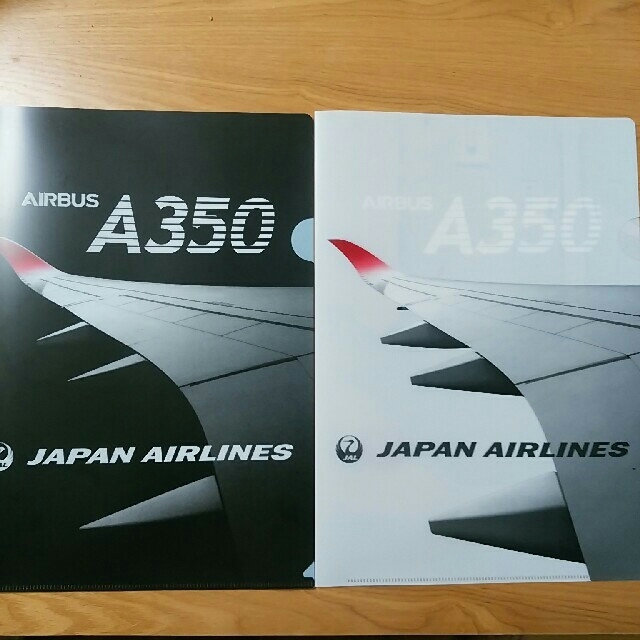 JAL(日本航空)(ジャル(ニホンコウクウ))の【おまけ付き】JAL　新機種A350クリアファイル2枚セット エンタメ/ホビーのテーブルゲーム/ホビー(航空機)の商品写真