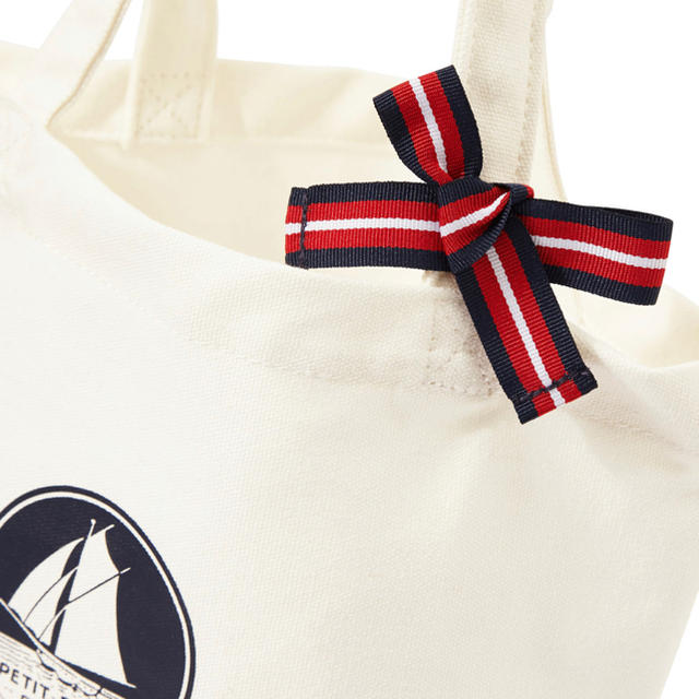 PETIT BATEAU(プチバトー)の新品未使用 プチバトー リボン付きトートバッグ キッズ/ベビー/マタニティのこども用バッグ(トートバッグ)の商品写真