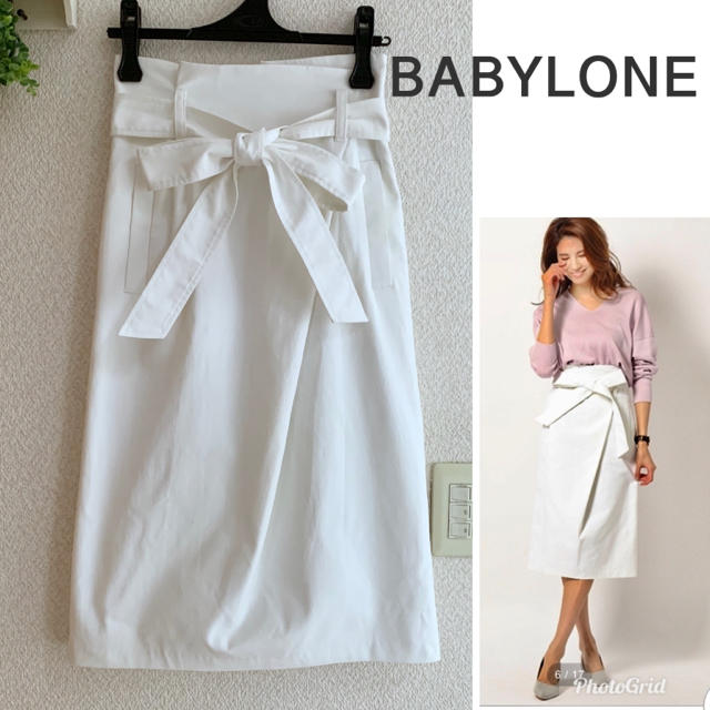 BABYLONE(バビロン)のバビロン ナナメタックタイトスカート レディースのスカート(ひざ丈スカート)の商品写真