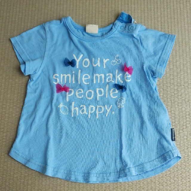 mou jon jon(ムージョンジョン)のブルー　ティーシャツ95 キッズ/ベビー/マタニティのキッズ服女の子用(90cm~)(Tシャツ/カットソー)の商品写真