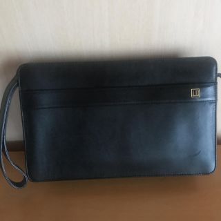 ダンヒル(Dunhill)のダンヒル レザー  ハンド付き クラッチバック    黒(セカンドバッグ/クラッチバッグ)