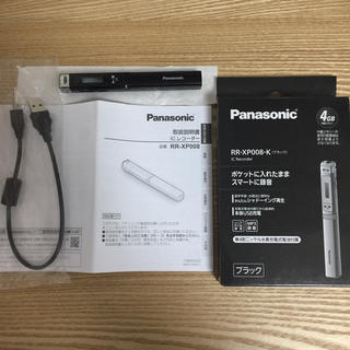パナソニック(Panasonic)の美品パナソニックICレコーダー4GBスティック型 黒RR-XP008-K(その他)