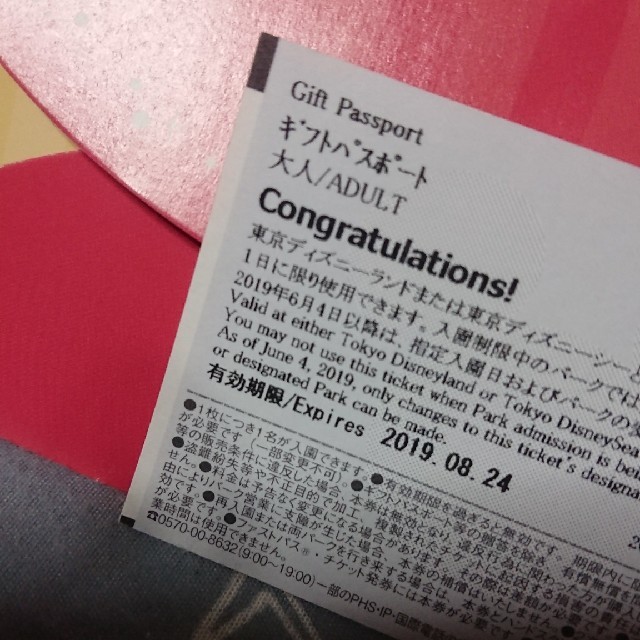 ディズニーチケット 大人1枚 未使用