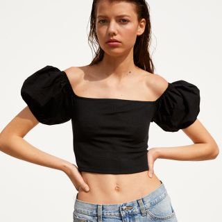 ザラ(ZARA)のZARA♡コンビ生地Tシャツ(Tシャツ(半袖/袖なし))