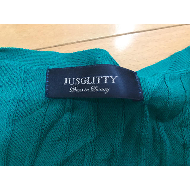 JUSGLITTY(ジャスグリッティー)のジャスグリッティー グリーン カーディガン レディースのトップス(カーディガン)の商品写真