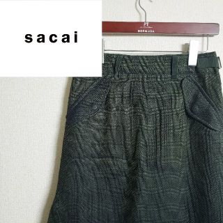 サカイ(sacai)のサカイ メッシュ レイヤード スカート ミリタリー 裾変型 阿部千登勢(ロングスカート)