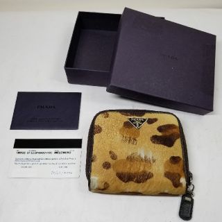 プラダ(PRADA)のPRADA プラダ コンパクトジップ ハラコ 2つ折り財布  豹柄【正規】(財布)