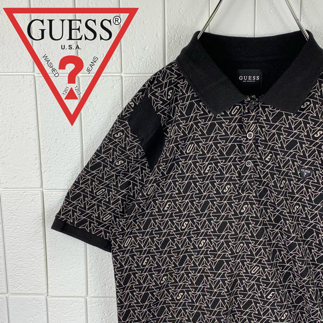 GUESS(ゲス)のあさん 専用 ゲスゆるだぼ 90s 総柄 プリントロゴ 半袖 ポロシャツ 可愛い メンズのトップス(ポロシャツ)の商品写真