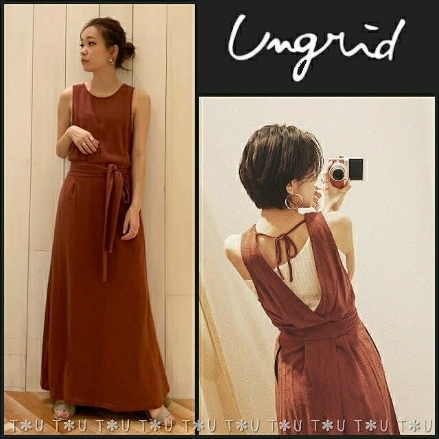 Ungrid(アングリッド)の◎shii様専用◎ ungrid リネン混バックオープンワンピース レディースのワンピース(ロングワンピース/マキシワンピース)の商品写真