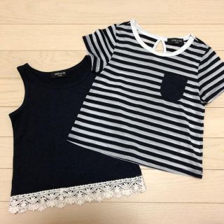 コムサイズム(COMME CA ISM)のコムサイズム セットアップ 半袖 Tシャツ タンクトップ ボーダー  100(Tシャツ/カットソー)