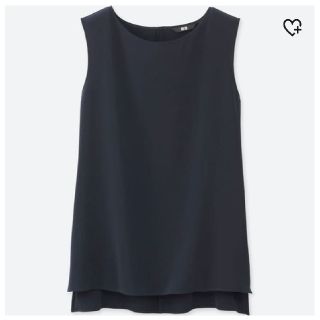 ユニクロ(UNIQLO)のユニクロ　ドレープ　タンクブラウス　タンクトップ　紺　ネイビー　Sサイズ(シャツ/ブラウス(半袖/袖なし))