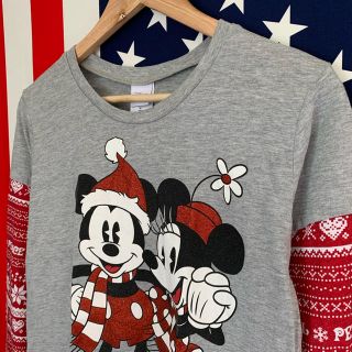 ディズニー(Disney)のUSA古着 レイヤード風 ロンT サンタ ミッキー(Tシャツ(長袖/七分))