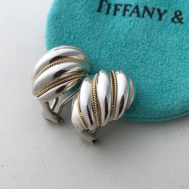 ティファニー リーフコンビイヤリング 925/18K Old Tiffany-