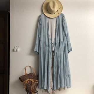 ネストローブ(nest Robe)のnest Robe 麻100％ガーゼ生地 カシュクールワンピース(ロングワンピース/マキシワンピース)