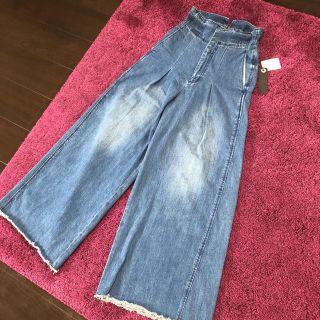 ジーナシス(JEANASIS)の新品タグ付き JEANASIS デニム ワイドパンツ(デニム/ジーンズ)