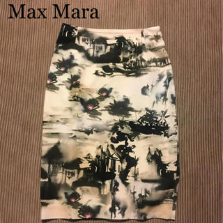 マックスマーラ(Max Mara)のマックスマーラ 水彩画風プリントタイトスカート(ひざ丈スカート)