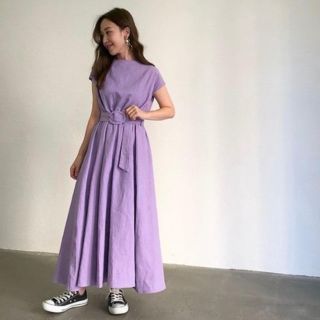 ザラ(ZARA)の【値下げ！】mite リネン ロング ワンピース / ラベンダー(ロングワンピース/マキシワンピース)