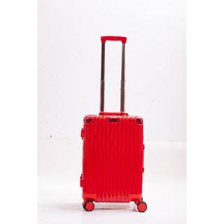 スーツケース C 軽量 対衝撃 静音 ヘアライン仕上げ Şサイズ レッド(スーツケース/キャリーバッグ)