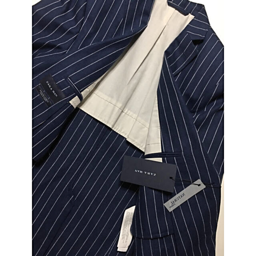 ZARA MANナチュラルファブリックリネン混イタリアンストライプ
