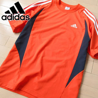 アディダス(adidas)の美品 Lサイズ アディダス メンズ 半袖Tシャツ オレンジ(Tシャツ/カットソー(半袖/袖なし))
