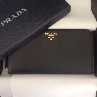 プラダ(PRADA)の新品未使用 プラダ サフィアーノレザーラウンドジップ 長財布黒ブラックバッグ黒(財布)