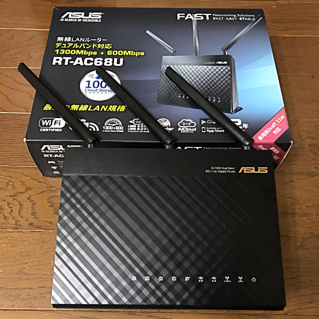 ASUS(エイスース)の動作OK ASUS WiFi 無線LAN ルーター RT-AC68U スマホ/家電/カメラのPC/タブレット(PC周辺機器)の商品写真