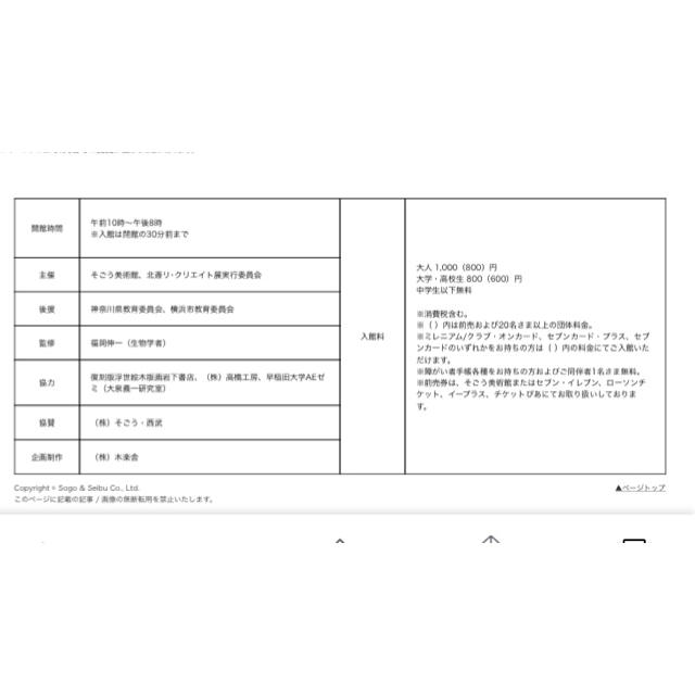 そごう(ソゴウ)のそごう美術館 『北斎展』招待券 チケットの施設利用券(美術館/博物館)の商品写真