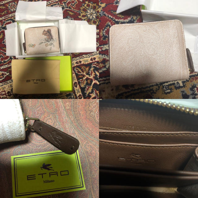 ETRO(エトロ)のほぼ未使用イタリア製エトロetro ホワイトペイズリー柄リス栗プリント財布ケース レディースのファッション小物(財布)の商品写真