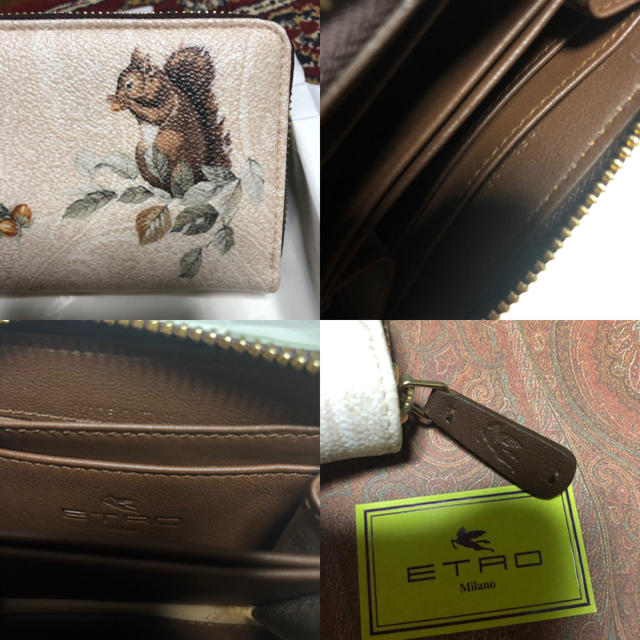 ETRO(エトロ)のほぼ未使用イタリア製エトロetro ホワイトペイズリー柄リス栗プリント財布ケース レディースのファッション小物(財布)の商品写真