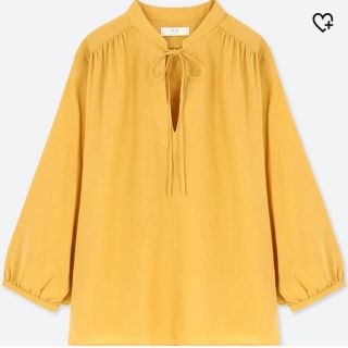 ユニクロ(UNIQLO)のUNIQLO リネンブレンドギャザーブラウス(7分袖)(シャツ/ブラウス(長袖/七分))