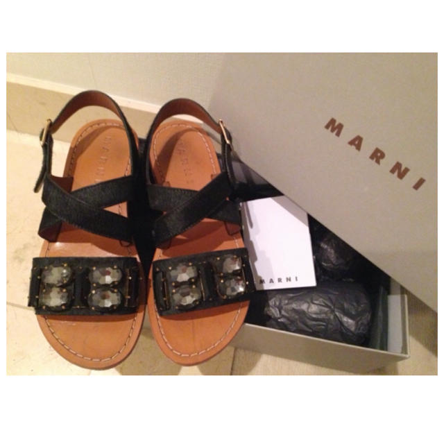 MARNI ビジューフラットサンダル ビジューフラットシューズ