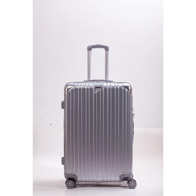 スーツケース D PVC加工 旅行 出張 デザイン性抜群 Lサイズ シルバー