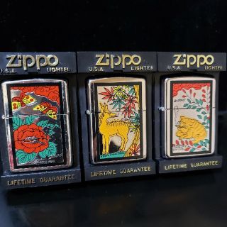 zippo 花札 鹿に紅葉 猪鹿蝶 トリックアート  1996年製 Sカラー