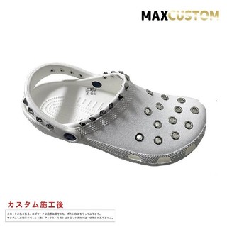 クロス(CROSS)のクロックス crocs パンク カスタム 白 ホワイト 22～30cm 新品(サンダル)