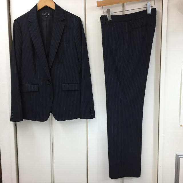 フォーマル/ドレス美品！INDIVI ストライプ パンツ スーツ(40)