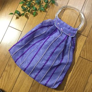 【新品】オーガンジー手提げ  ♡パープル♡(ハンドバッグ)