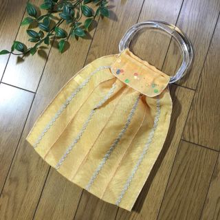 【新品】オーガンジー手提げ  ♡イエロー♡(ハンドバッグ)