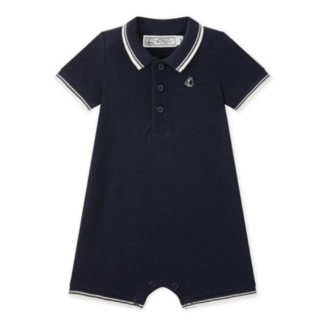 PETIT BATEAU(プチバトー)の新品 プチバトー 鹿の子編み ショート ロンパース 3m 6m 12m キッズ/ベビー/マタニティのベビー服(~85cm)(ロンパース)の商品写真