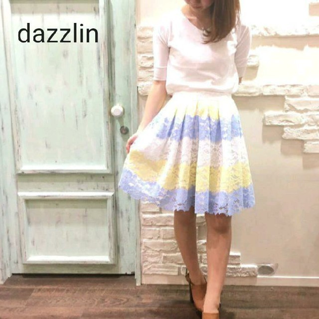 dazzlin(ダズリン)のダズリン dazzlin 配色レーススカート レディースのスカート(ひざ丈スカート)の商品写真