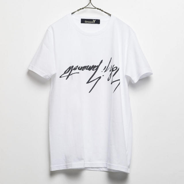 Yohji Yamamoto(ヨウジヤマモト)のGroundY 逆さロゴ Tシャツ ホワイト グラウンドワイ Ground Y メンズのトップス(Tシャツ/カットソー(半袖/袖なし))の商品写真