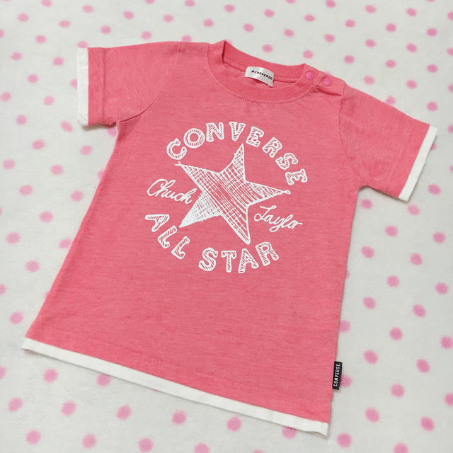 CONVERSE(コンバース)のconverse♡お洒落着回し◎ロゴプリント♡PINK♡Tシャツ♡95♡ キッズ/ベビー/マタニティのキッズ服女の子用(90cm~)(Tシャツ/カットソー)の商品写真