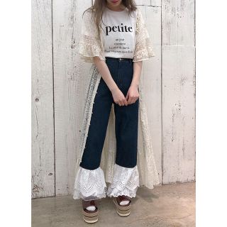 ワンアフターアナザーナイスクラップ(one after another NICE CLAUP)のナイスクラップ  【petite】frill pants＋ヴィンテージフード羽織(デニム/ジーンズ)