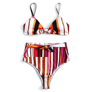 Multicolor Striped Knot Bikini Set[Sサイズ](水着)