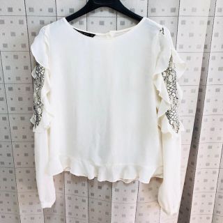 ザラ(ZARA)のZARA レースブラウス オフホワイト M(シャツ/ブラウス(長袖/七分))