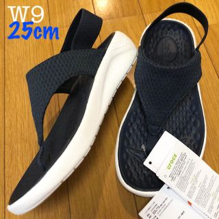 クロックス(crocs)の新品 クロックス ライトライド メッシュフリップ W9 25cm ネイビー(サンダル)