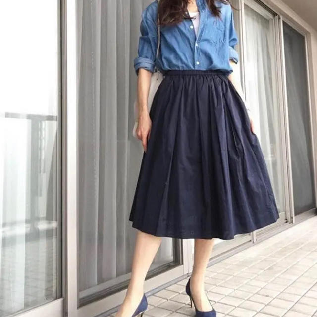 UNIQLO(ユニクロ)のUNIQLO コットンミディスカート レディースのスカート(ひざ丈スカート)の商品写真